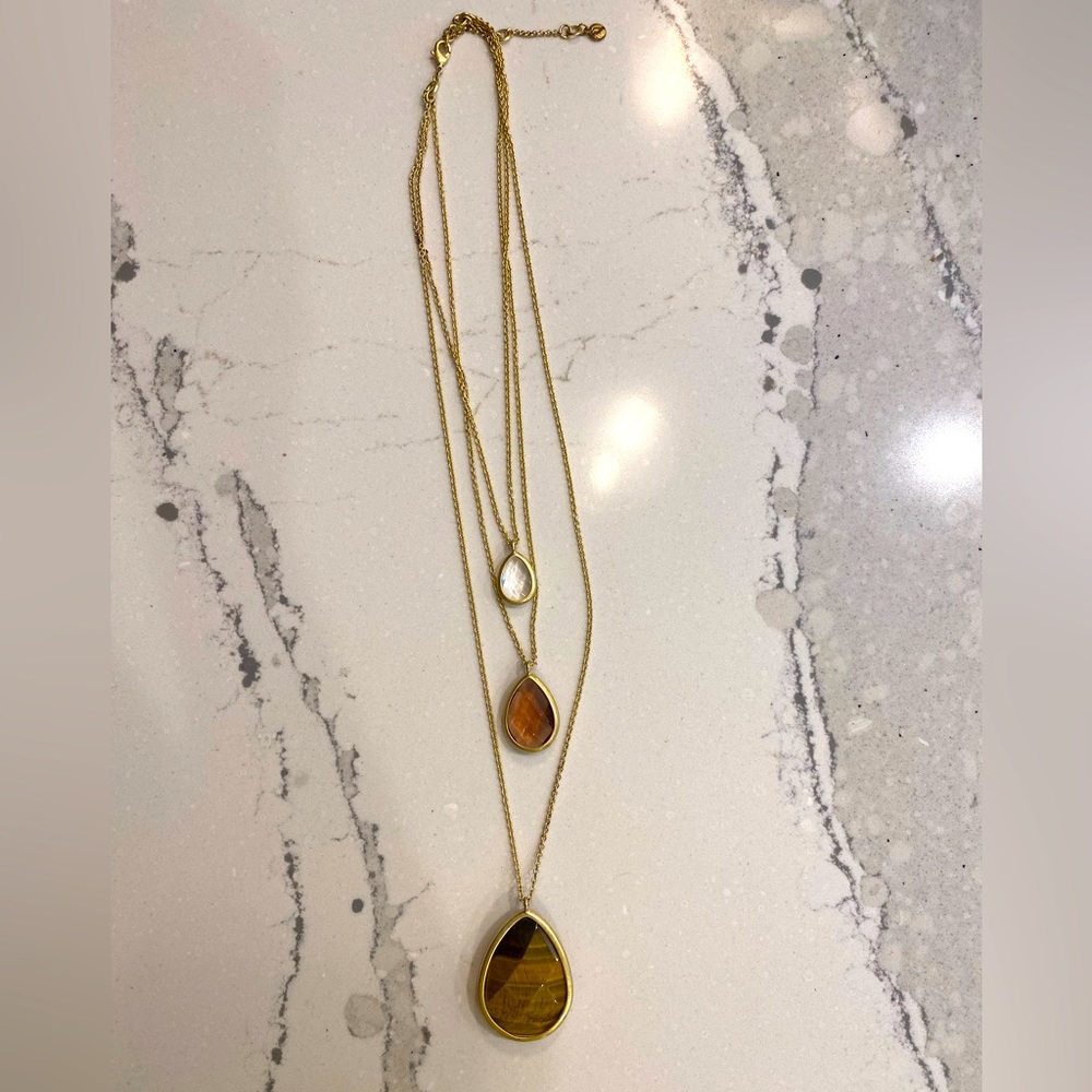 Chloe and Isabel 12k Gold Plate Minaret 3 Row Pendant Necklace